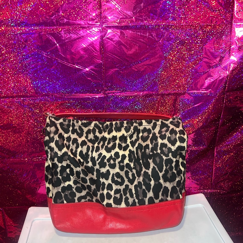Coach Leopard Print and Red Shoulder Bag